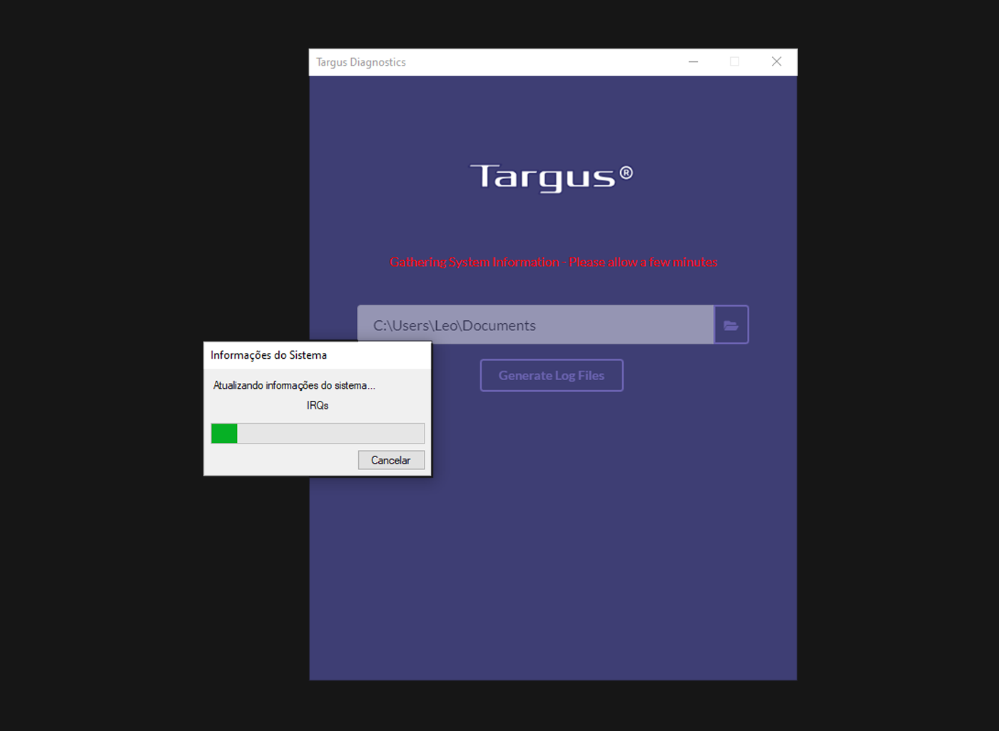 Targus Diagnostics Generating Reports Hardware